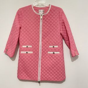 Patty Kim Chanel Jacket Quilted Silky Puffer Pink White Gold Womens Small NWT